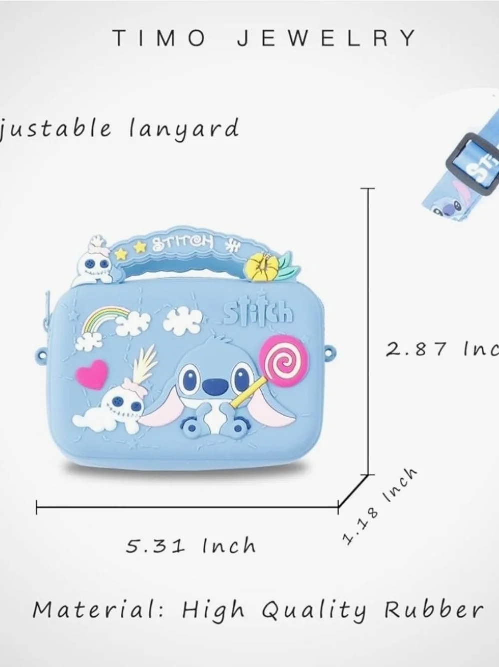 Cute Blue Stitch Kids Crossbody Bag with Adjustable Strap